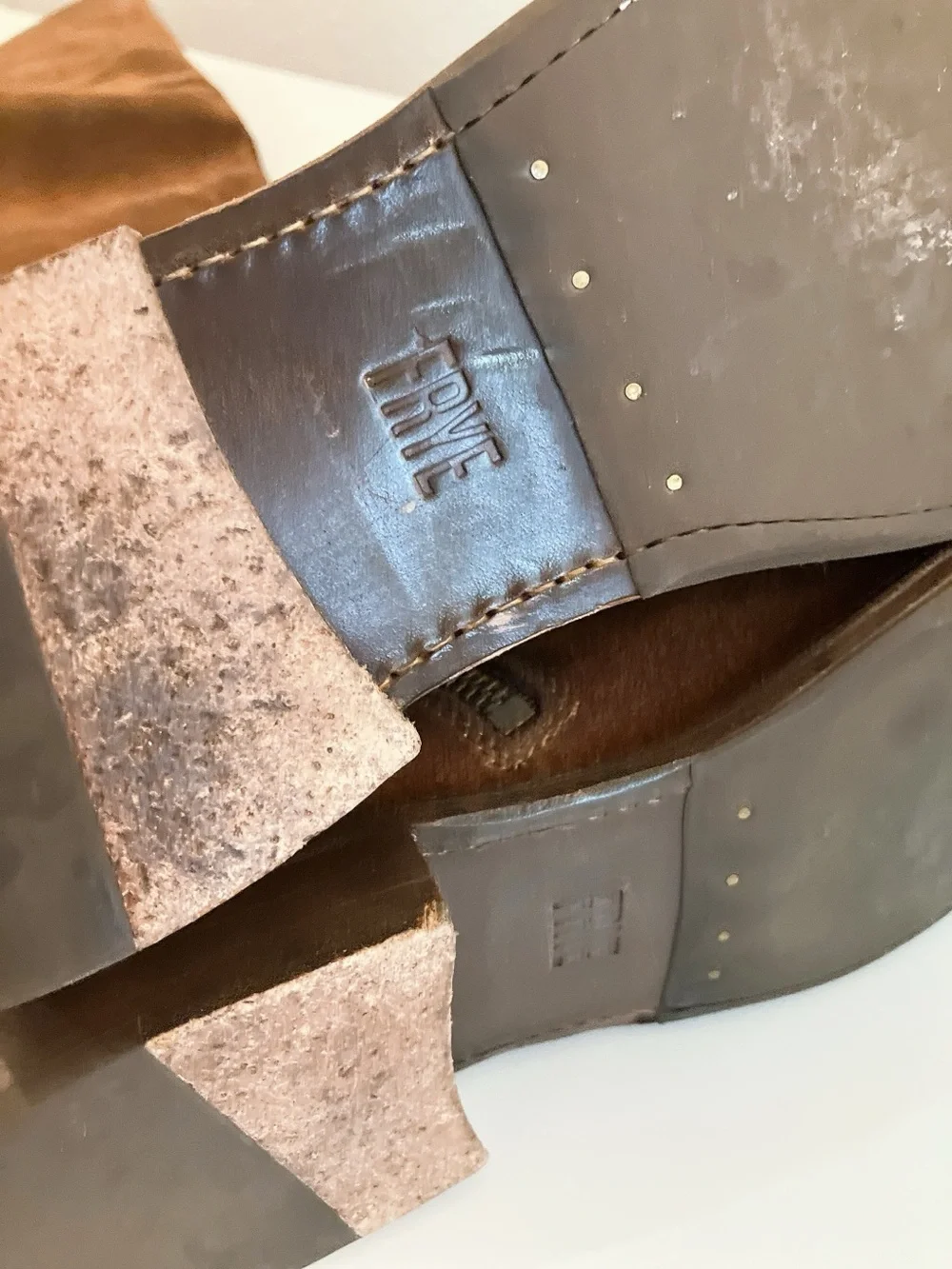 FRYE Suede Knee High Riding Boots Brown Shirley Western Festival